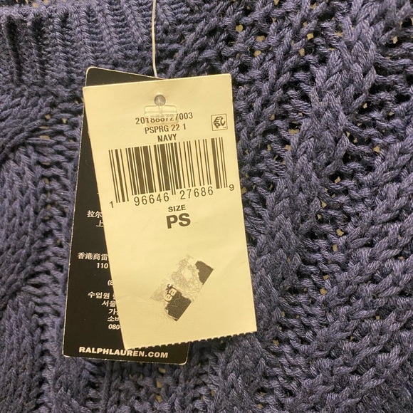 Ralph Lauren Woman Aran-Knit Cotton Navy Blue SP - Picture 9 of 10